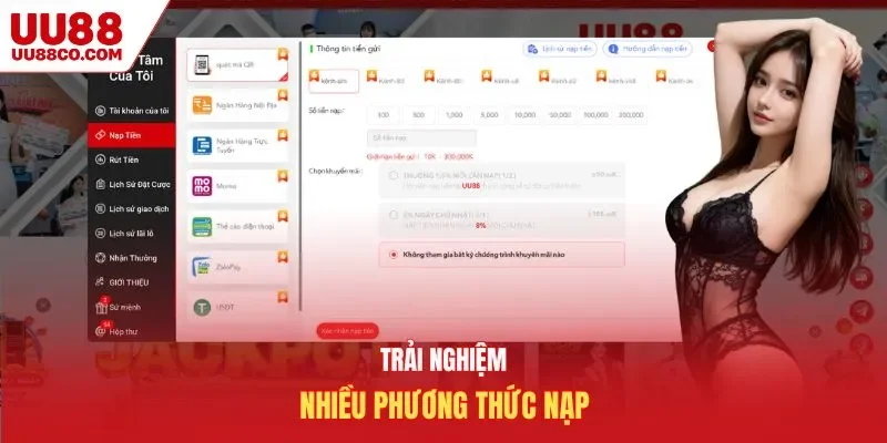 Trải nghiệm nhiều phương thức nạp